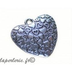 CCB Heart pendant heart engraved 30x29mm SILVER COLOR x2