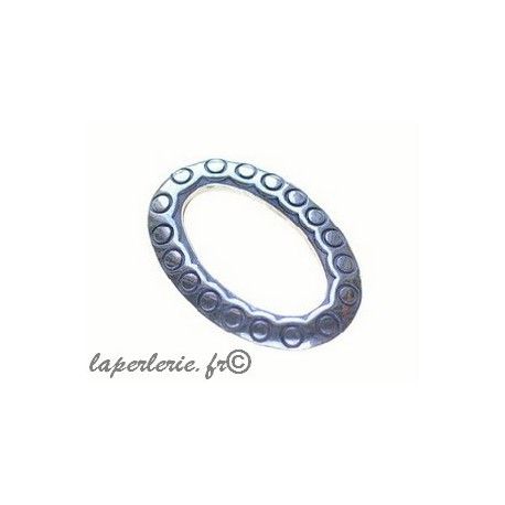 CCB Anneau ovale gravé petit rond 24x16mm ARGENTE x8  - 1