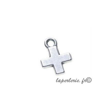 Breloque croix 14x11mm ARGENTE VIEILLI  - 1