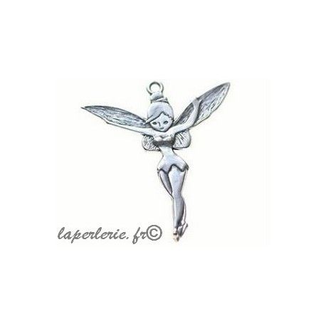 Pendentif fée clochette 46x52mm ARGENTE VIEILLI  - 1