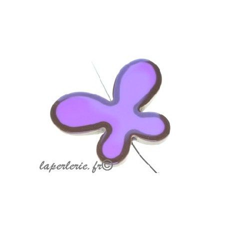 Papillon bicolore 39x53mm ép.7mm MAUVE/MARRON  - 1