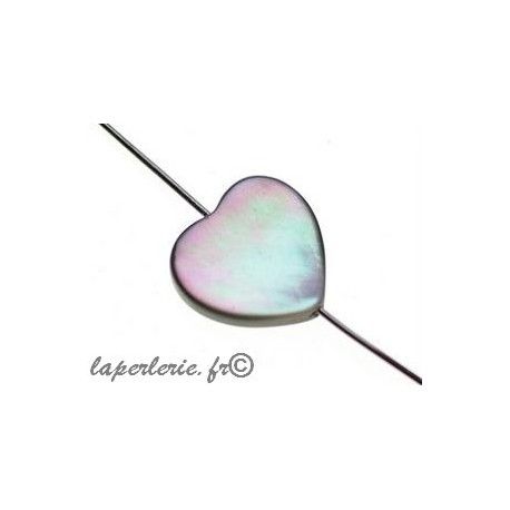 Coeur nacre naturelle grise biface 13x13mm  - 1
