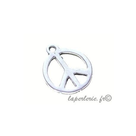 Breloque peace and love 20x24mm ARGENTE VIEILLI  - 1