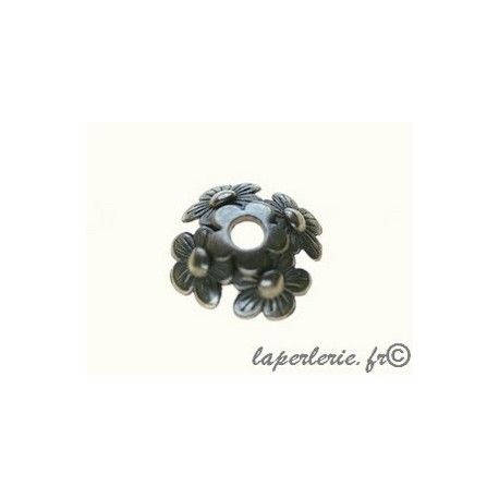 Calotte 4 fleurs 12mm LAITON VIEILLI x2  - 1