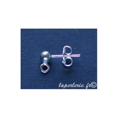 Support BO boule 4mm avec anneau Argent 925 x2  - 1