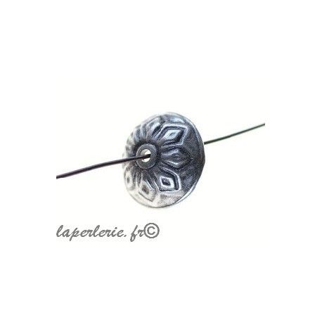 Perle polyester calotte gravée losange 15mm  - 1