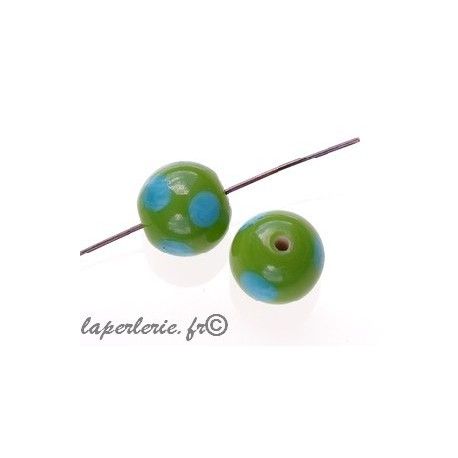 Ronde à pois 12mm VERT POMME/TURQUOISE  - 1