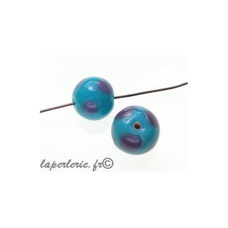 Ronde à pois 12mm TURQUOISE/LILAS  - 1
