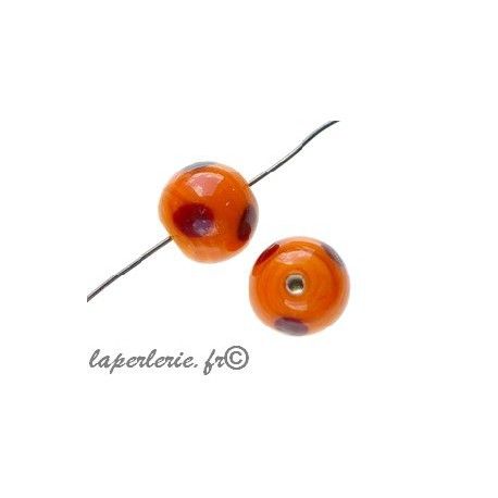 Ronde à pois 12mm ORANGE/BORDEAUX  - 1