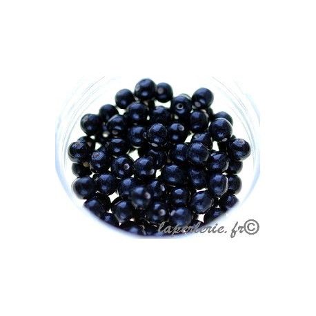 Perle ronde 4mm verre indien JET x20g  - 1