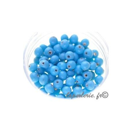 Perle ronde 4mm verre indien TURQUOISE x20g  - 1