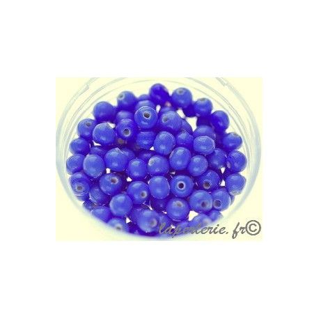 Perle ronde 4mm verre indien DARK PERVENCHE x20g  - 1