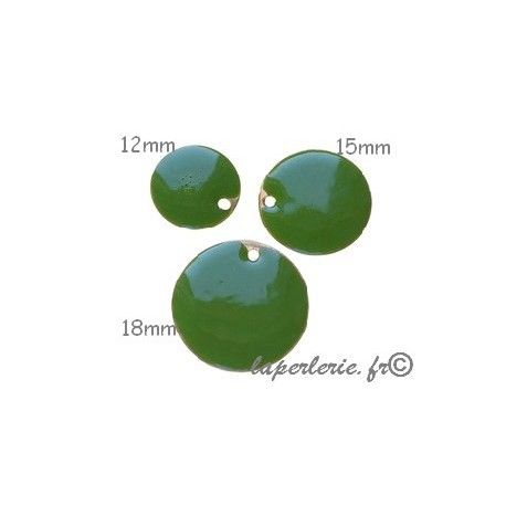 Sequin émaillé 18mm VERT MOUSSE x2  - 1