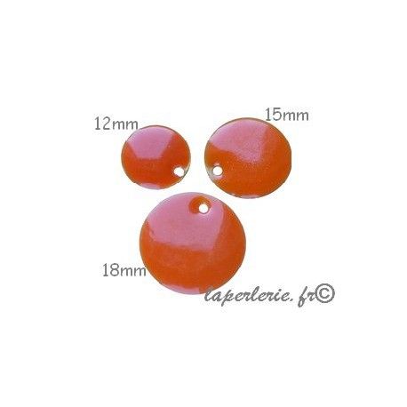 Sequin émaillé 18mm ORANGE x2  - 1