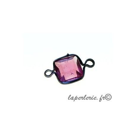 Carré serti 2 anneaux 9x17mm ROSE  - 1