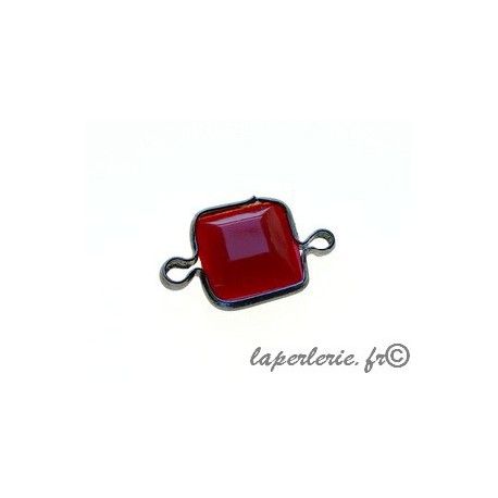 Carré serti 2 anneaux 9x17mm ROUGE  - 1