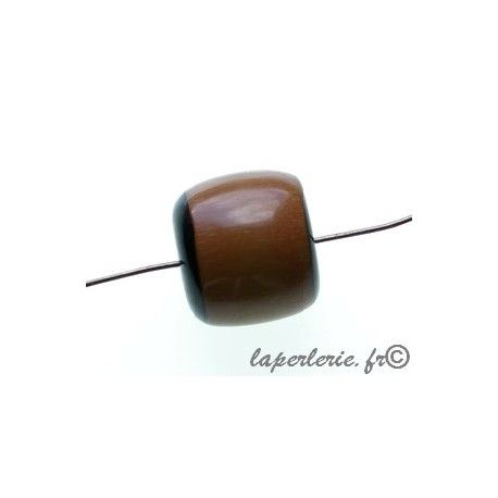 Cylindre polyester indien bords noirs 17x16mm MARRON  - 1