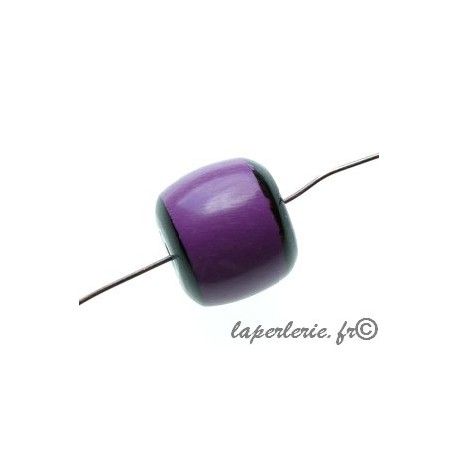 Cylindre polyester indien bords noirs 17x16mm VIOLET  - 1