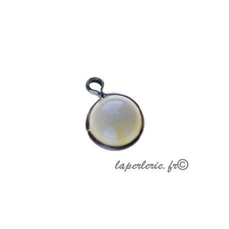 Breloque sertie 10x14mm ECRU  - 1