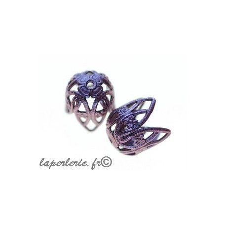 Cloche tulipe filigranée 10mm CUIVRE VIEILLI  - 1