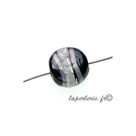 Ronde aplatie 15mm ép.7mm NOIR Feuille d'argent  - 1