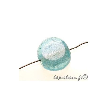 Ronde aplatie 20x18mm ép.8mm feuille d'argent LIGHT AZORE  - 1