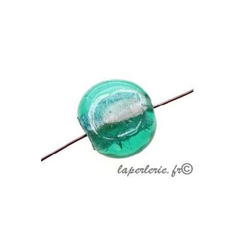 Ronde aplatie 20x18mm ép.8mm feuille d'argent LIGHT EMERALD  - 1