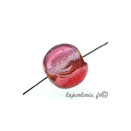 Ronde aplatie 20x18mm ép.8mm feuille d'argent ROSE  - 1