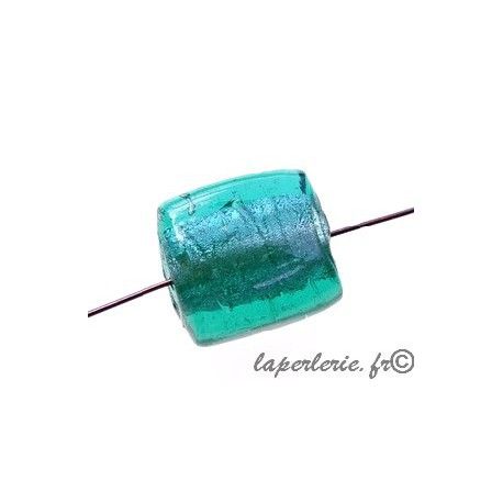 Carré aplati 19x19mm ép.10mm feuille d'argent LIGHT EMERALD  - 1