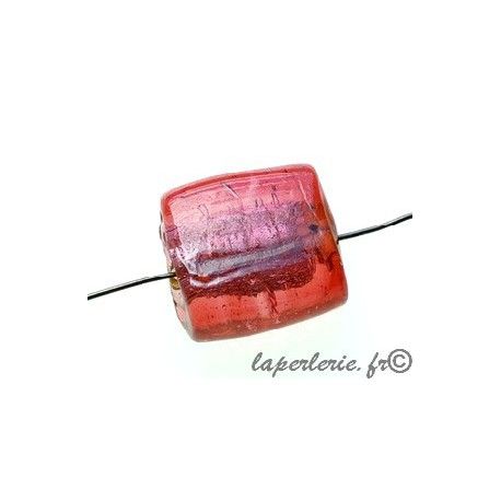 Carré aplati 19x19mm ép.10mm feuille d'argent ROSE  - 1