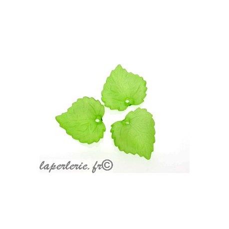 Feuille polyester 16x16mm VERT ANIS x10  - 1