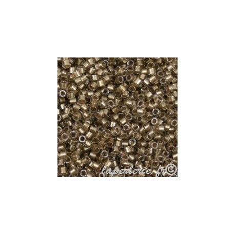 DB0907 Delica Miyuki 11/0 Crystal/Taupe Inside Color Lined, le tube de 7g.  - 1