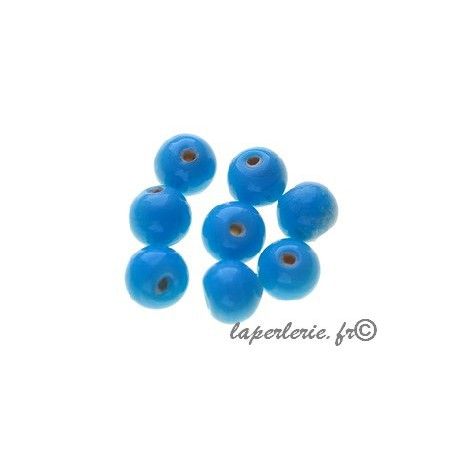 Perles rondes 6mm verre indien TURQUOISE x20g  - 1