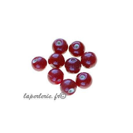 Perles rondes 5/6mm verre indien ROUGE x20g  - 1