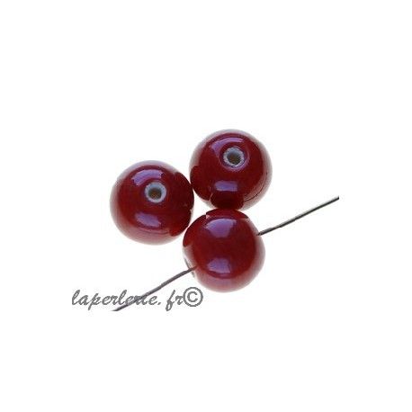 Perles rondes 8mm verre indien ROUGE x20  - 1