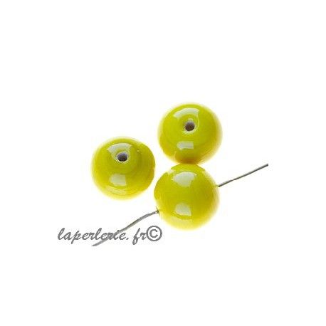 Perles rondes 10mm verre indien JAUNE x10  - 1
