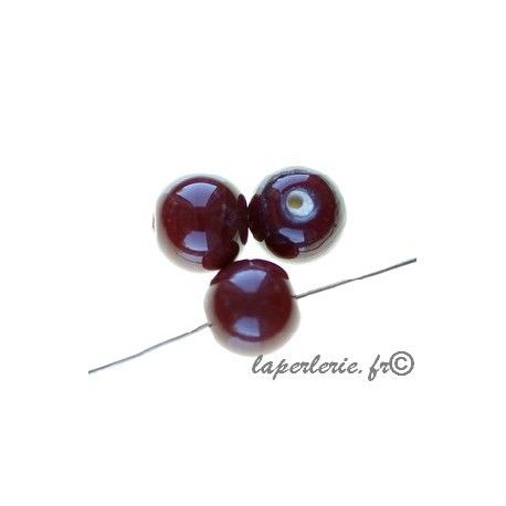 Perles rondes 10mm verre indien GARNET x10  - 1