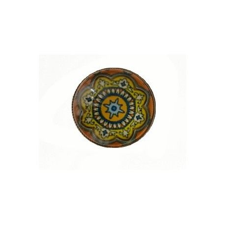 Cabochon loupe rond 20mm ÉTOILE MOUTARDE  - 1