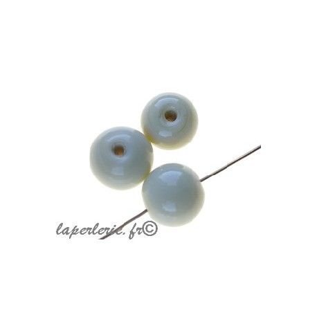 Perles rondes 12mm verre indien ÉCRU x10  - 1