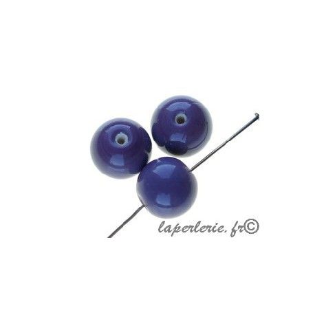 Perles rondes 12mm verre indien DARK LILAS x10  - 1