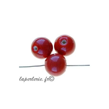 Perles rondes 12mm verre indien DARK ORANGE x10  - 1