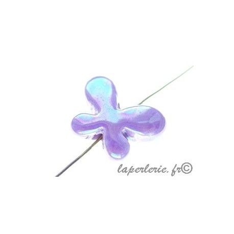 Papillon céramique 23x17mm ép. 7.5mm LILAS irisé  - 1