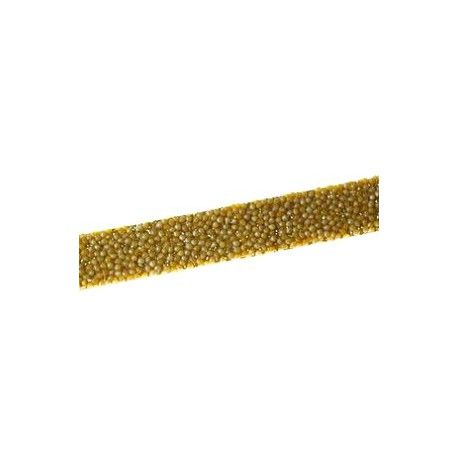 Lanière caviar fond pailleté 10mm GOLD x35cm  - 1