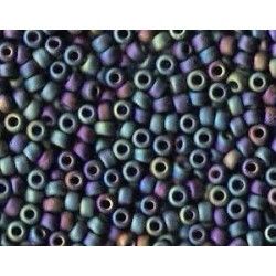 Seed beads Miyuki 8/0 0401FR Black Opaque Rainbow Mat x10g