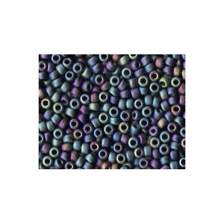 Rocailles Miyuki 8/0 0401FR Black Opaque Rainbow Mat x10g  - 1