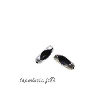 Embout/ Fermoir pour chaîne boule 8x2.8mm ARGENTÉ VIEILLI x10  - 1