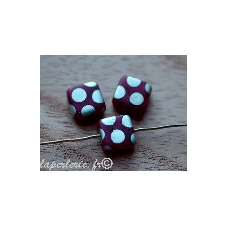 Carré à pois 8x8mm ép 3.6mm ROUGE MAT x4  - 1