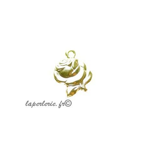Breloque rose 15x11mm DORÉ x3  - 1