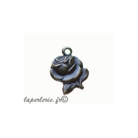 Breloque rose 15x11mm LAITON VIEILLI x3  - 1