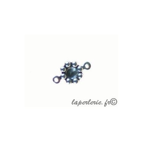 Intercalaire petite fleur 2 anneaux 5.5x10mm ARGENTÉ VIEILLI x5  - 1